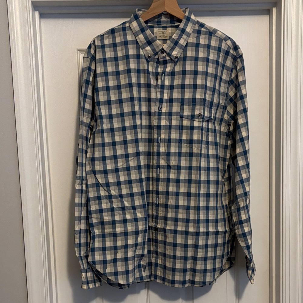 J. Crew Blue and White Checkered Men's Shirt